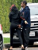 Kylie Jenner Booty in Tights and Travis Scott Out in Los Angeles