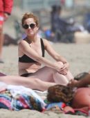 Mena Suvari in Bikini on the Beach in Malibu
