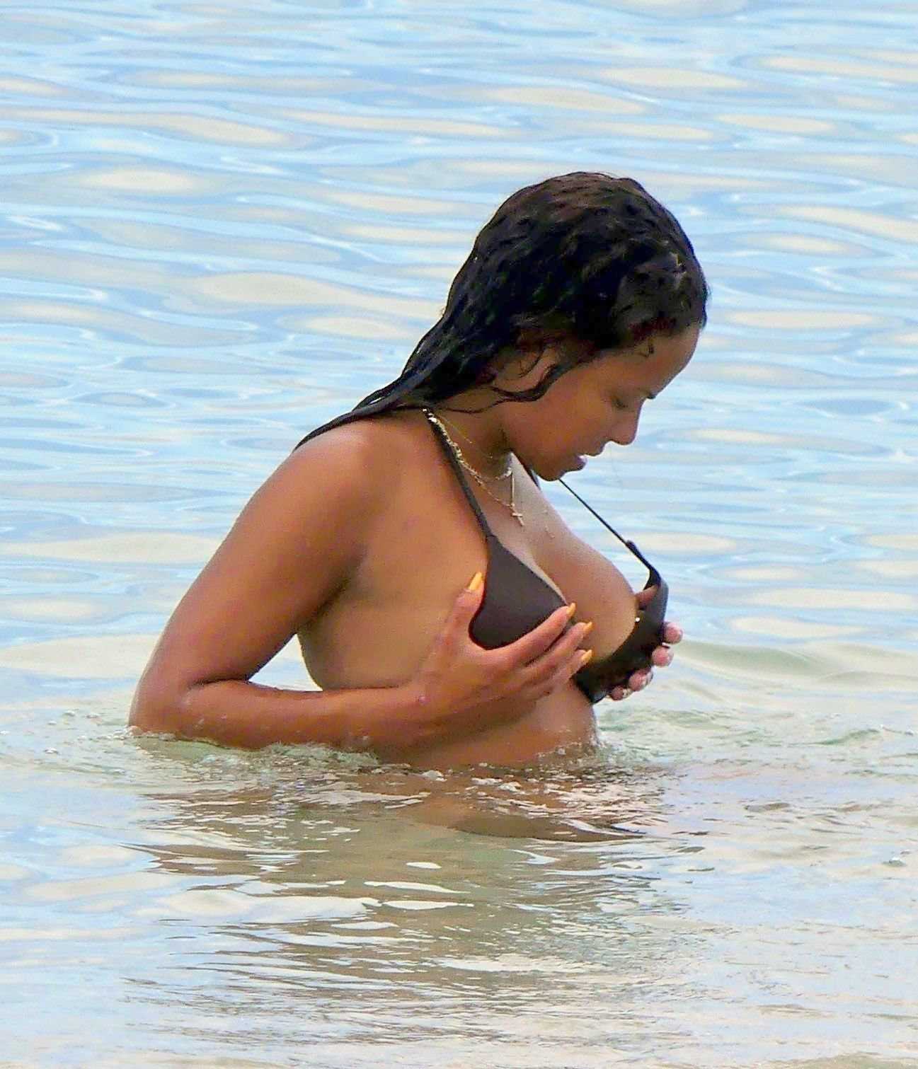 Christina Milian – Nipslip Candids in Miami Beach