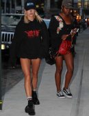 Hailey Baldwin Leggy, Leaving Gigi Hadid's Apartment in Manhattan