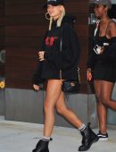 Hailey Baldwin Leggy, Leaving Gigi Hadid's Apartment in Manhattan