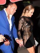 Jennifer Lopez Leggy in Short See-Through Dress at Her Birthday Party in Miami