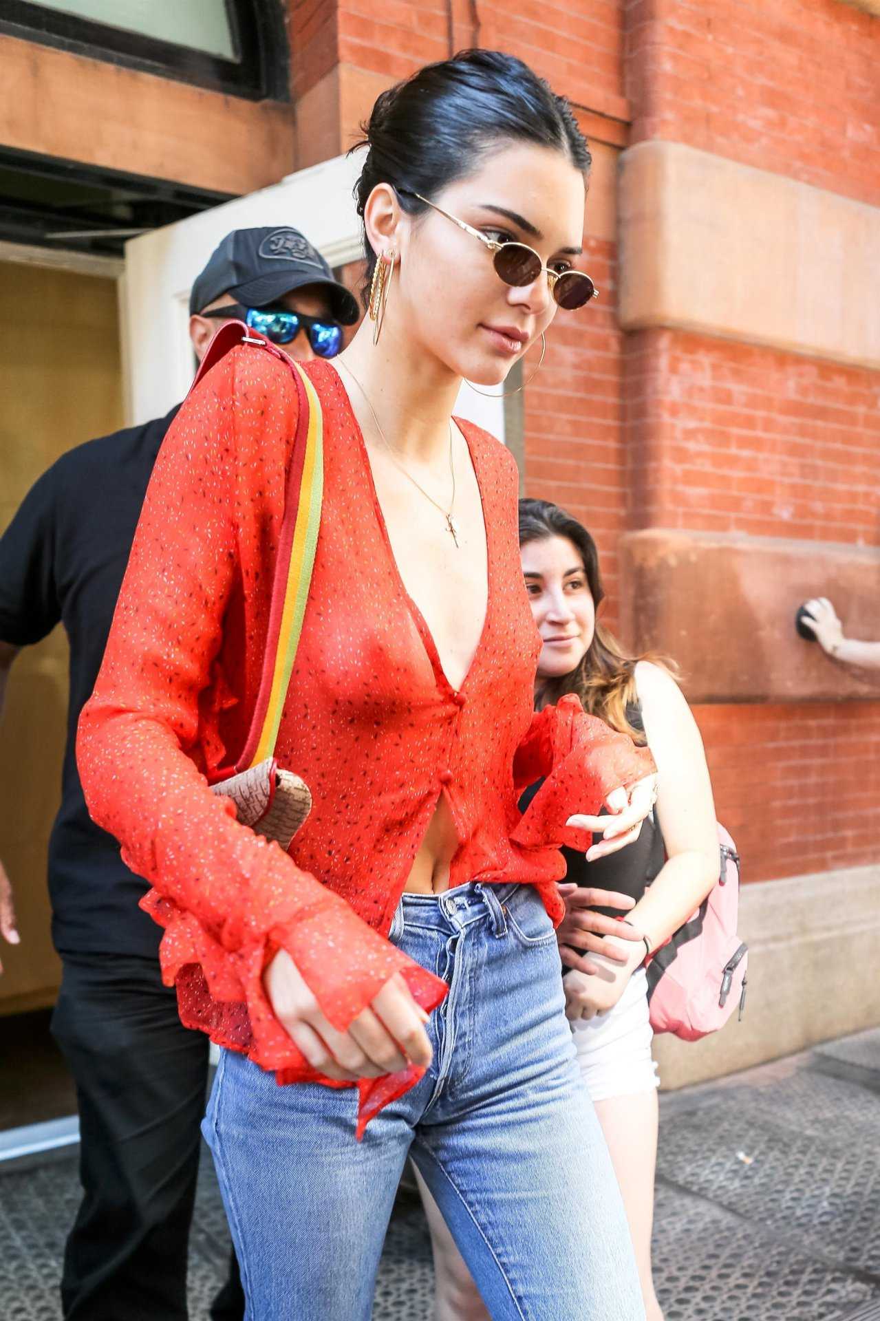Kendall Jenner – Braless See-Through Candids in New York