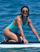 Lea-Michele-in-Green-Swimsuit-at-a-Beach-in-Hawaii-15