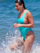 Lea-Michele-in-Green-Swimsuit-at-a-Beach-in-Hawaii-4