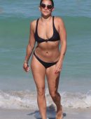 Natalie Martinez in Blue Bikini on the Beach in Miami