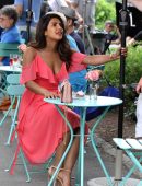 Priyanka Chopra Cleavage, on the Set of "Isn't It Romantic"
