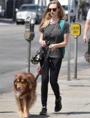 Amanda Seyfried Pokies, walking her Dog in LA