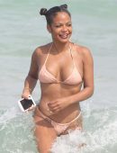 Christina Milian in Bikini on the Beach in Miami