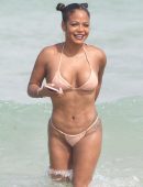 Christina Milian in Bikini on the Beach in Miami