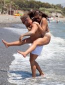 Jessica Sheers in Swimsuit on the Beach in Spain