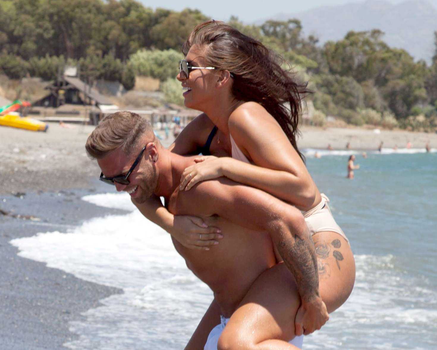 Jessica Sheers in Swimsuit on the Beach in Spain