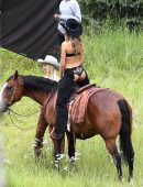 Josephine Skriver – Victoria’s Secret Holiday Catalog Photoshoot Candids in Aspen