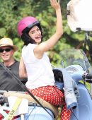 Lucy Hale on a Vespa on Set of 'Life Sentence' in Vancouver
