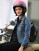 Lucy Hale on a Vespa on Set of 'Life Sentence' in Vancouver
