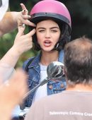 Lucy Hale on a Vespa on Set of 'Life Sentence' in Vancouver