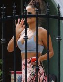 Christina Milian Out Visiting A Friend's Home in Sherman Oaks