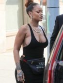 Rihanna Braless Out and About in New York