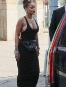 Rihanna Braless Out and About in New York