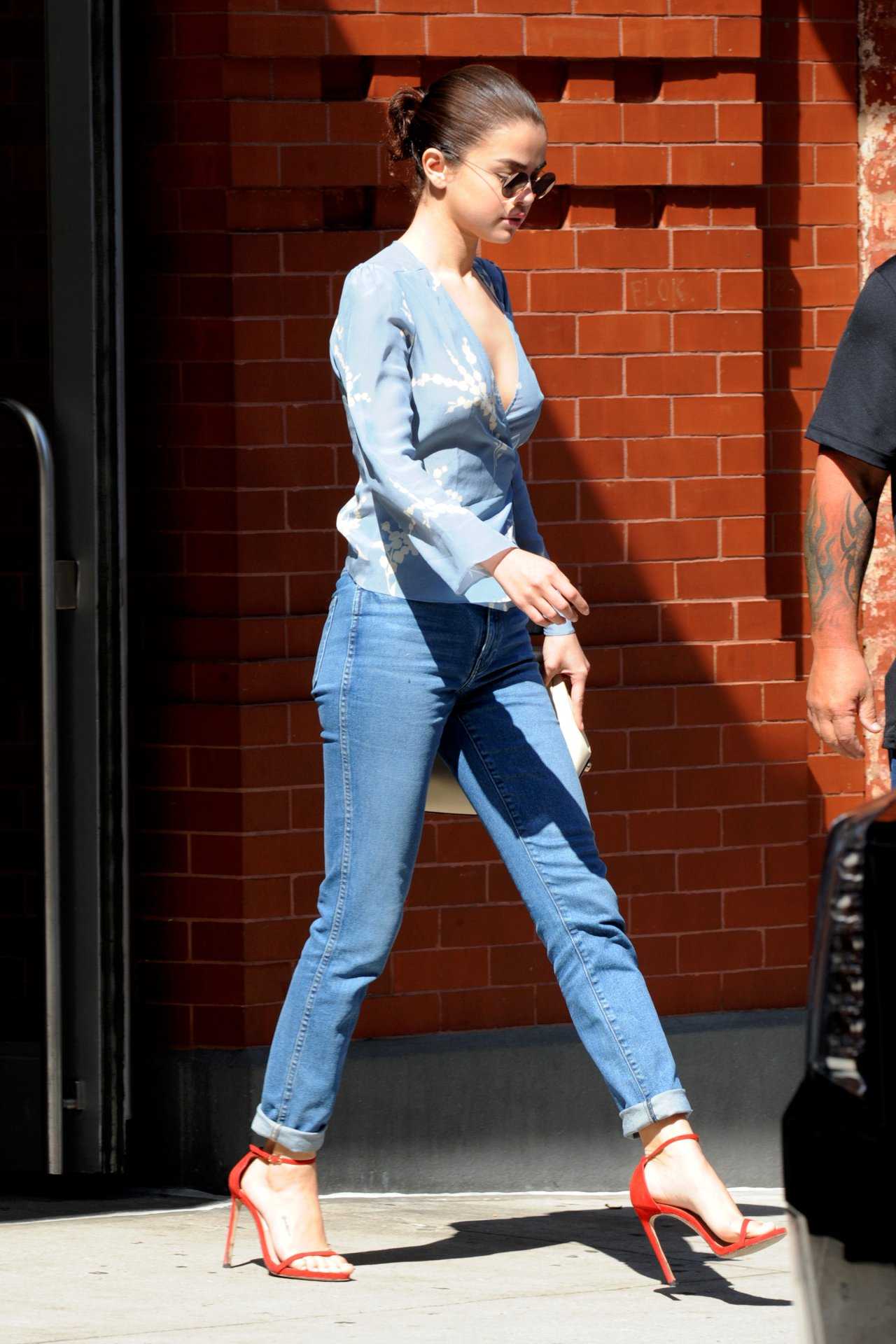 Selena Gomez Braless Out and About in New York