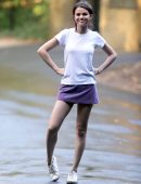 Selena Gomez Leggy on a Movie Set in New York