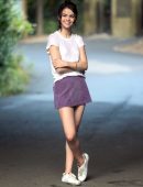 Selena Gomez Leggy on a Movie Set in New York