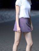 Selena Gomez Leggy on a Movie Set in New York