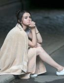 Selena Gomez Leggy on a Movie Set in New York