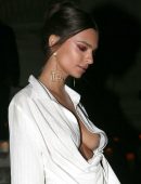 Emily Ratajkowski wearing a Deep Cleavage Shirt in Paris