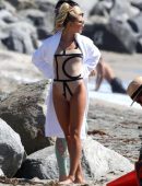 Hailey Baldwin in Swimsuit for a Photoshoot at Long Beach