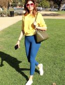 Blanca Blanco Booty in Blue Tights Out in Beverly Hills