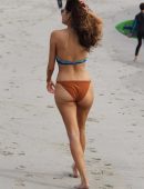 Blanca Blanco in a Multicolored Bikini at the Beach in Malibu