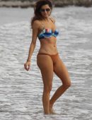 Blanca Blanco in a Multicolored Bikini at the Beach in Malibu