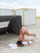 Claudia Romani in Bikini Practicing Yoga on South Beach