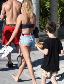 Hailey Baldwin in Shorts on the Beach in Miami