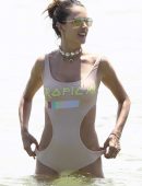 Alessandra Ambrosio at the Beach on Vacation in Florianopolis, Brazil