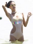 Alessandra Ambrosio at the Beach on Vacation in Florianopolis, Brazil