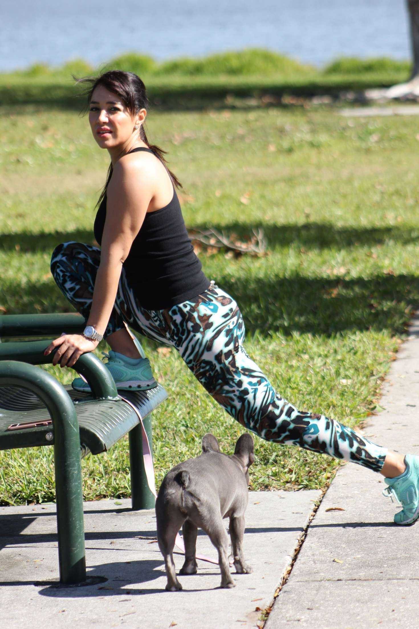 Andrea Calle Booty in Tights Working Out in LA