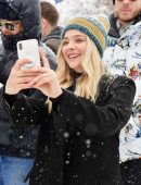 Chloe Moretz at Respect Rally while its Snowing in Park City
