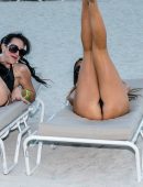 Claudia Romani and Bella Bond in Bikini on Miami Beach