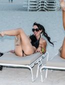 Claudia Romani and Bella Bond in Bikini on Miami Beach