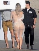 Kim Kardashian – Braless See-Through Photoshoot Candids in Malibu