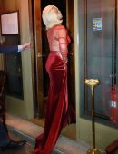 Lady Gaga in See-Through Red Dress Leaving her Hotel in Milan
