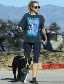 Miley Cyrus with Dog Mary Jane on a Hike in Studio City