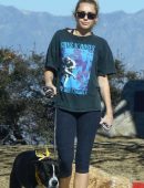 Miley Cyrus with Dog Mary Jane on a Hike in Studio City