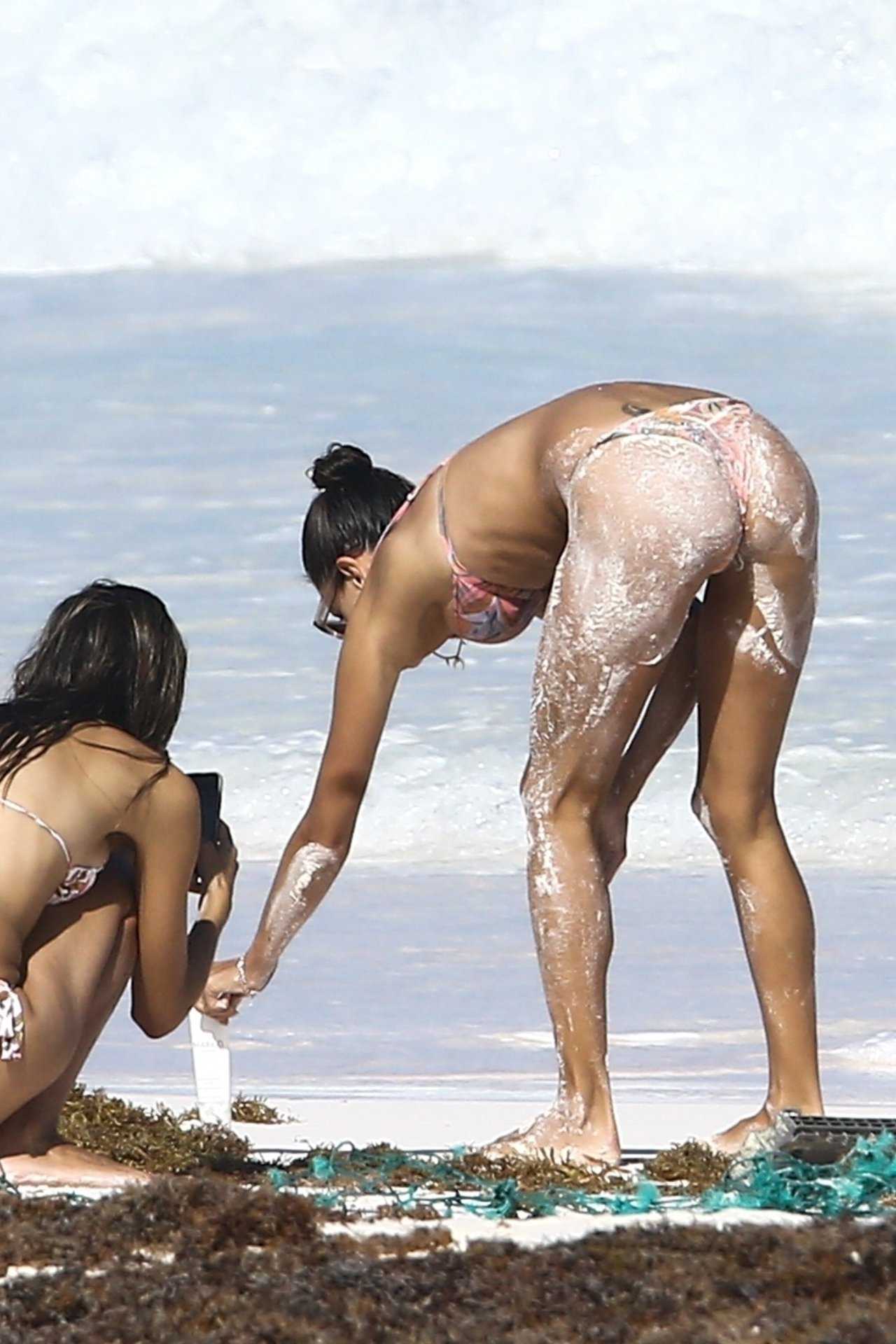 Alessandra Ambrosio in Bikini Surfing in Bahamas