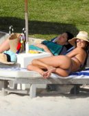 Alessandra Ambrosio in Bikini Relaxing at a Beach in Bahamas