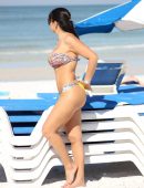 Andrea Calle in Bikini at the Beach in Miami