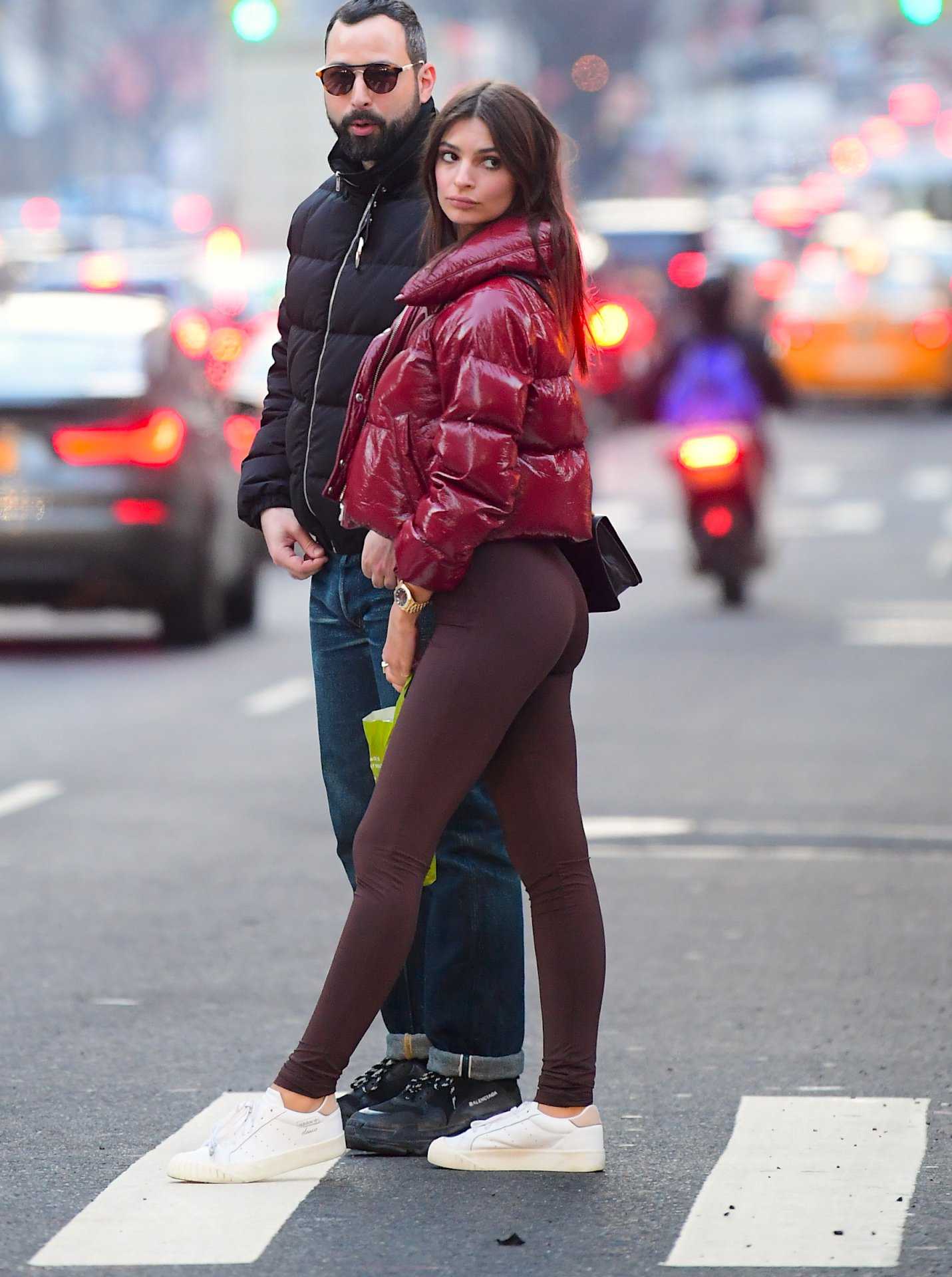 Emily Ratajkowski Booty in Tights, Out in New York