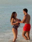 Kelly Brook in Bikini at a Beach in Antigua